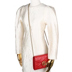 Gucci Red Calfskin GG Marmont Wallet on a Chain, Excellent Condition