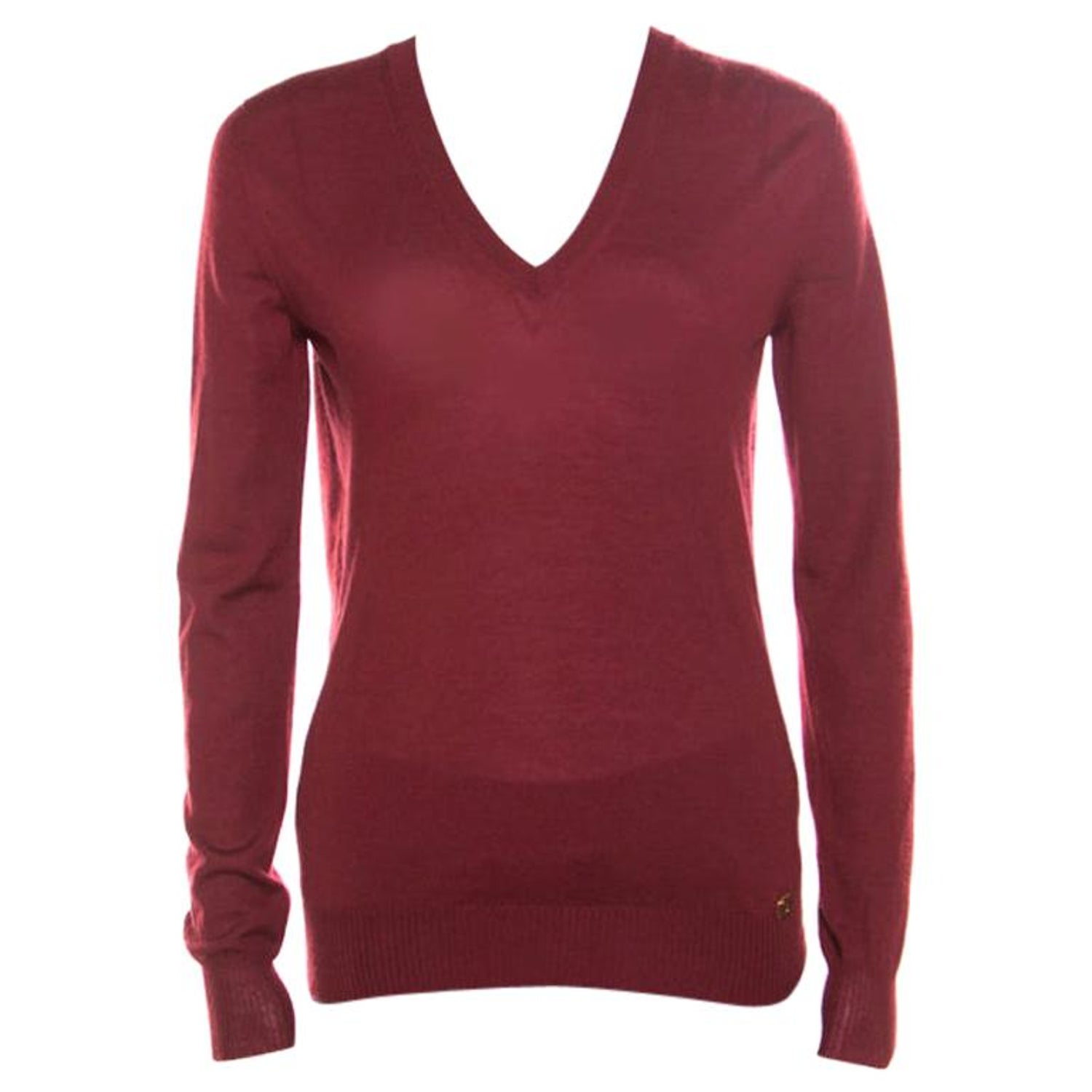 Gucci Red Cashmere V-Neck Sweater S For Sale at 1stDibs