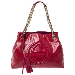 Gucci Red Cherry Patent Leather Medium Soho Chain Shoulder Bag