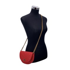 Gucci Red Chevron GG Marmont Half Moon Matelassè Crossbody Bag