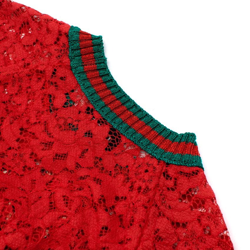 Gucci Red Corded Lace 'L'aveugle Par Amour' Butterfly Jumper For Sale 1