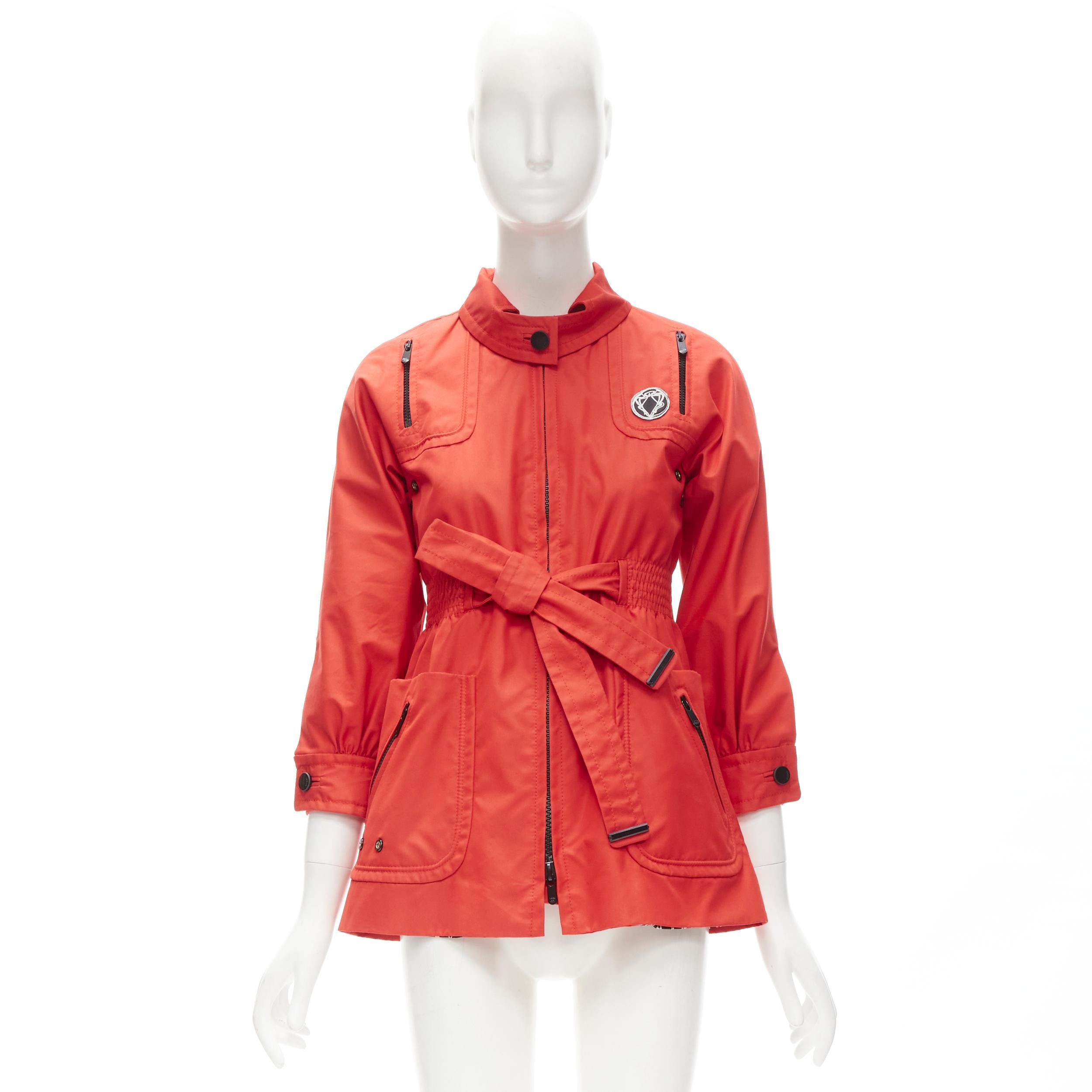 GUCCI red cotton elasticised waist belted anorak parka jacket IT36 S For Sale 7