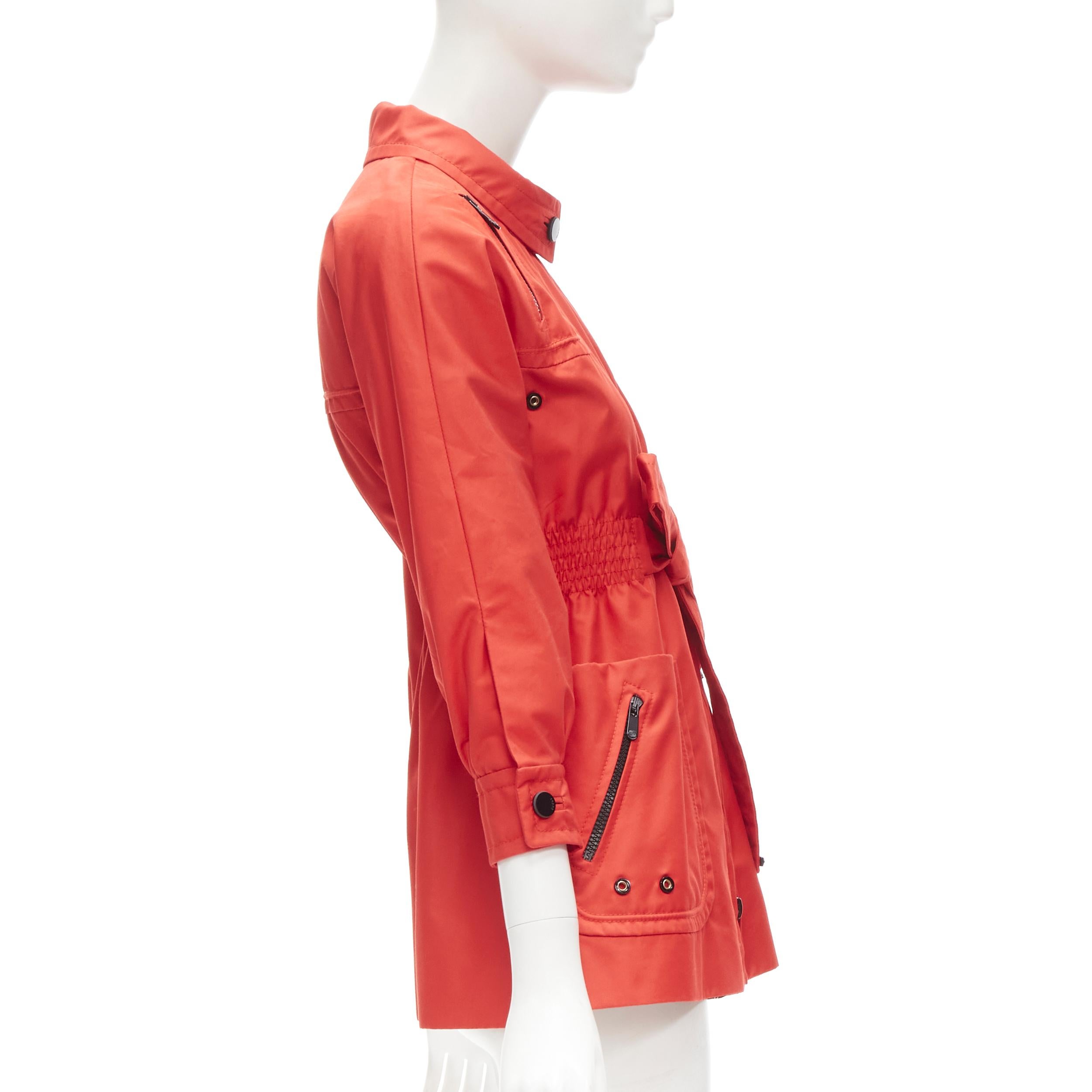 Women's GUCCI red cotton elasticised waist belted anorak parka jacket IT36 S For Sale