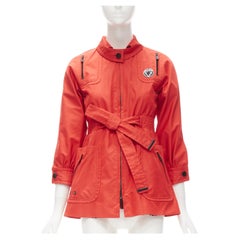 GUCCI red cotton elasticised waist belted anorak parka jacket IT36 S