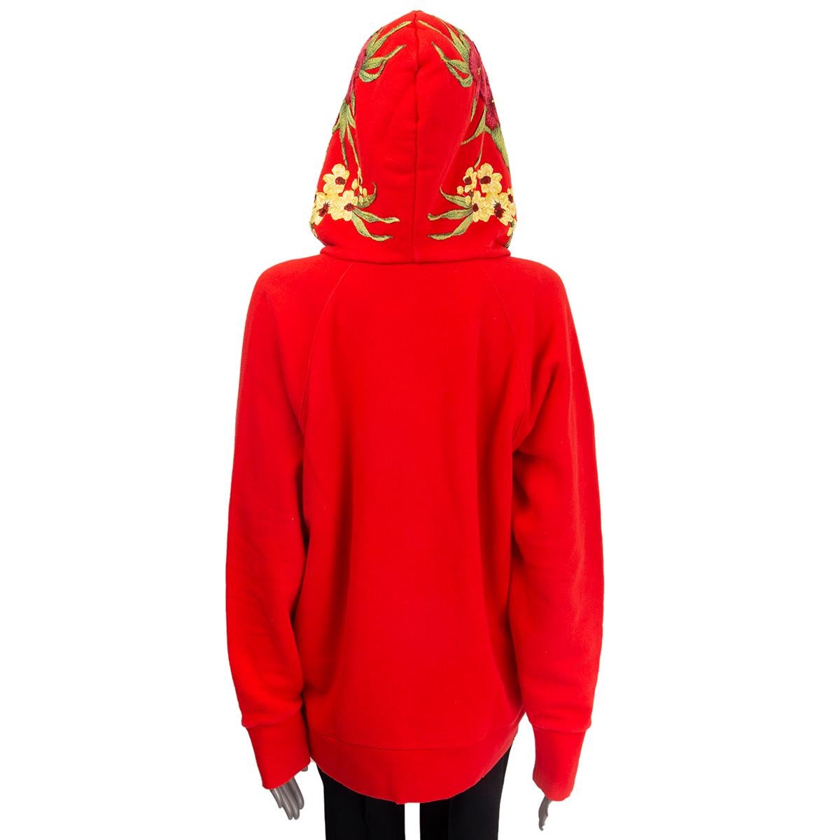 Red GUCCI red cotton OVERSIZED HIBISUCS FLOWER HODDIE Sweater M