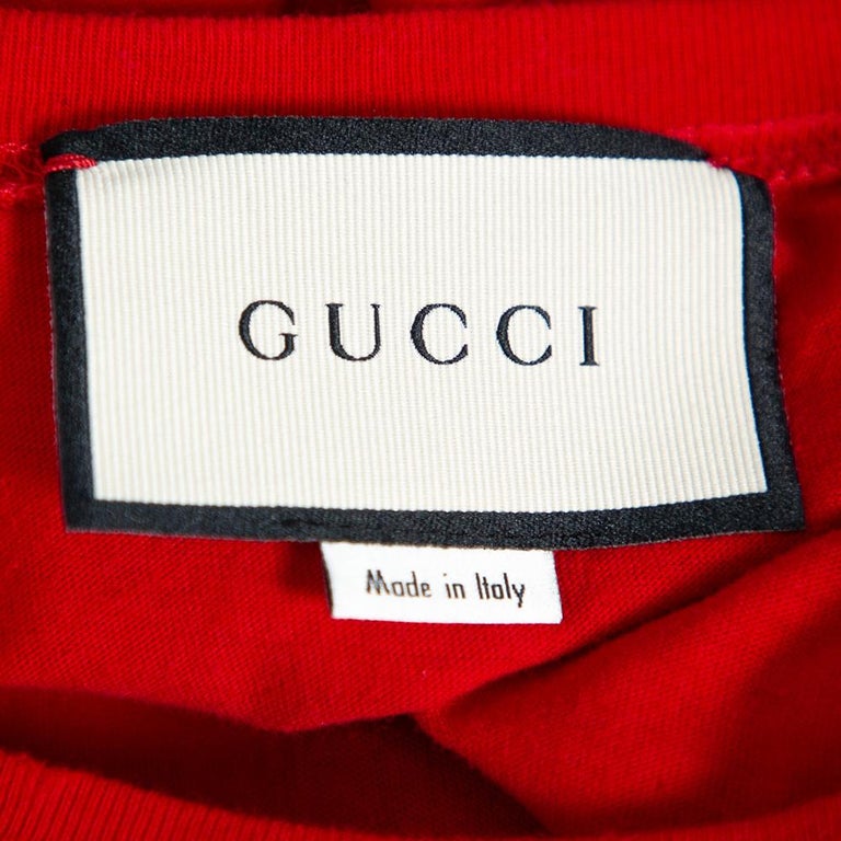 Gucci Red Cotton Tomorrow Is Now Yesterday Logo Printed Crewneck T Shirt  3XL at 1stDibs | red gucci shirt, red gucci t shirt, gucci t shirt red