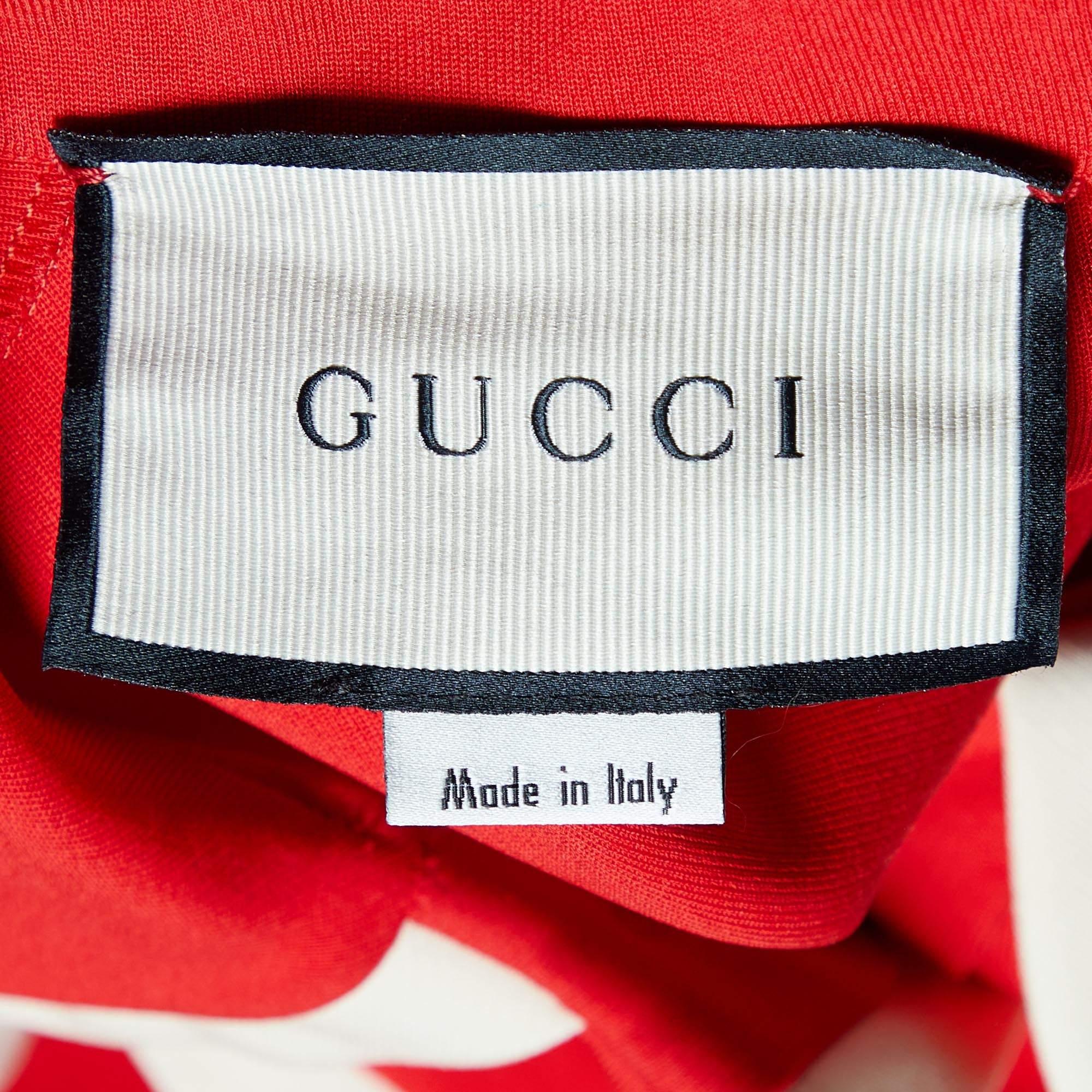 Gucci Red & Cream Jersey Sleeveless Midi Dress XL 1
