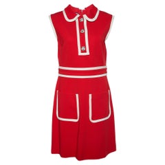 Gucci Red & Cream Jersey Sleeveless Midi Dress XL