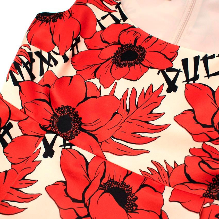 Women's Gucci Red & Cream Poppy Print Silk Dress For Sale