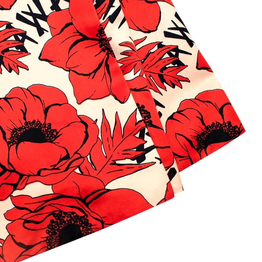 Gucci Red & Cream Poppy Print Silk Dress For Sale 1