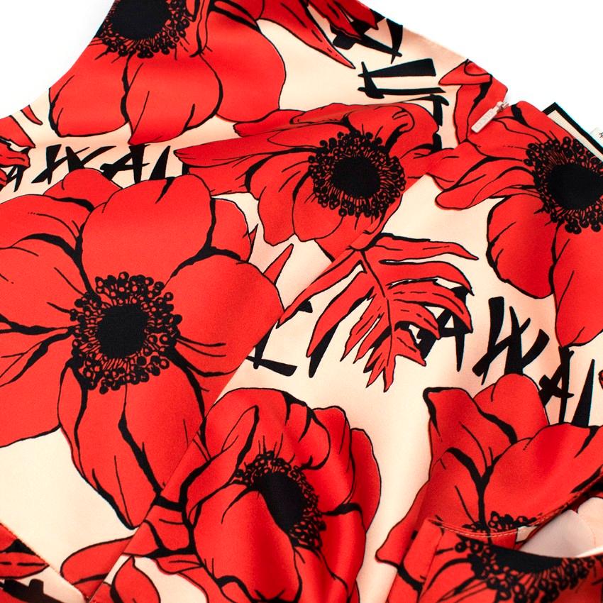 Gucci Red & Cream Poppy Print Silk Dress For Sale 3