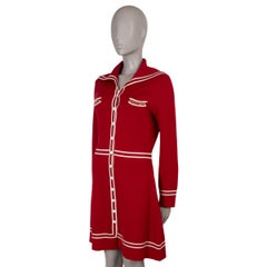 Robe Gucci en laine rouge crème 2021 HORSEBIT CONTRAST TRIM, taille L