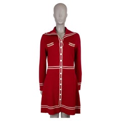 Robe Gucci en laine rouge crème 2021 HORSEBIT CONTRAST TRIM, taille L