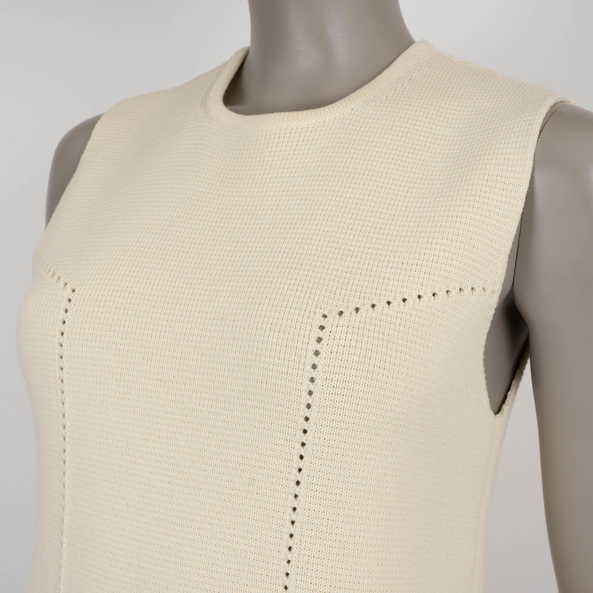 Women's GUCCI red cream wool 2023 SLEEVELESS KNIT MINI Dress 38 XS For Sale