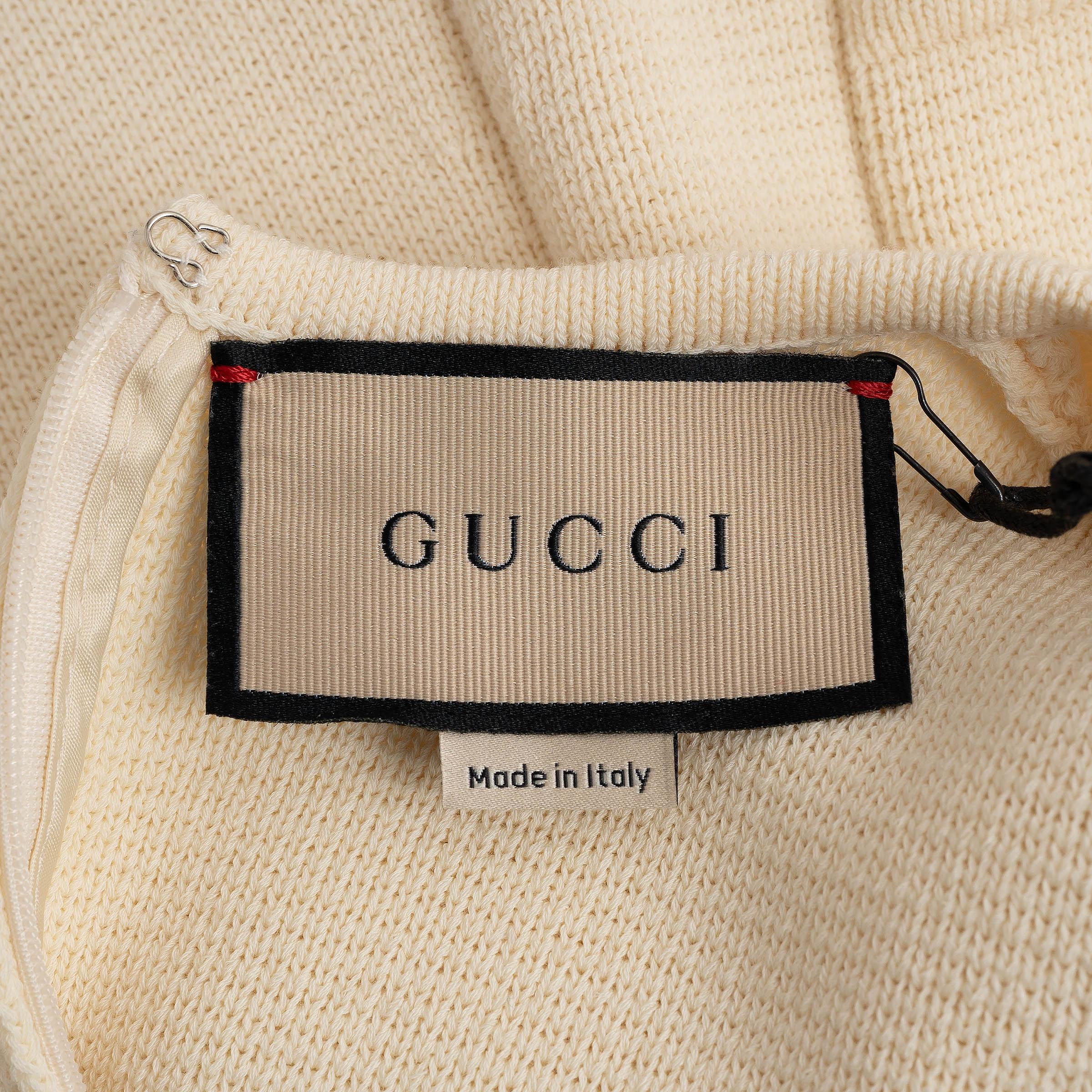 GUCCI red cream wool 2023 SLEEVELESS KNIT MINI Dress 38 XS For Sale 2
