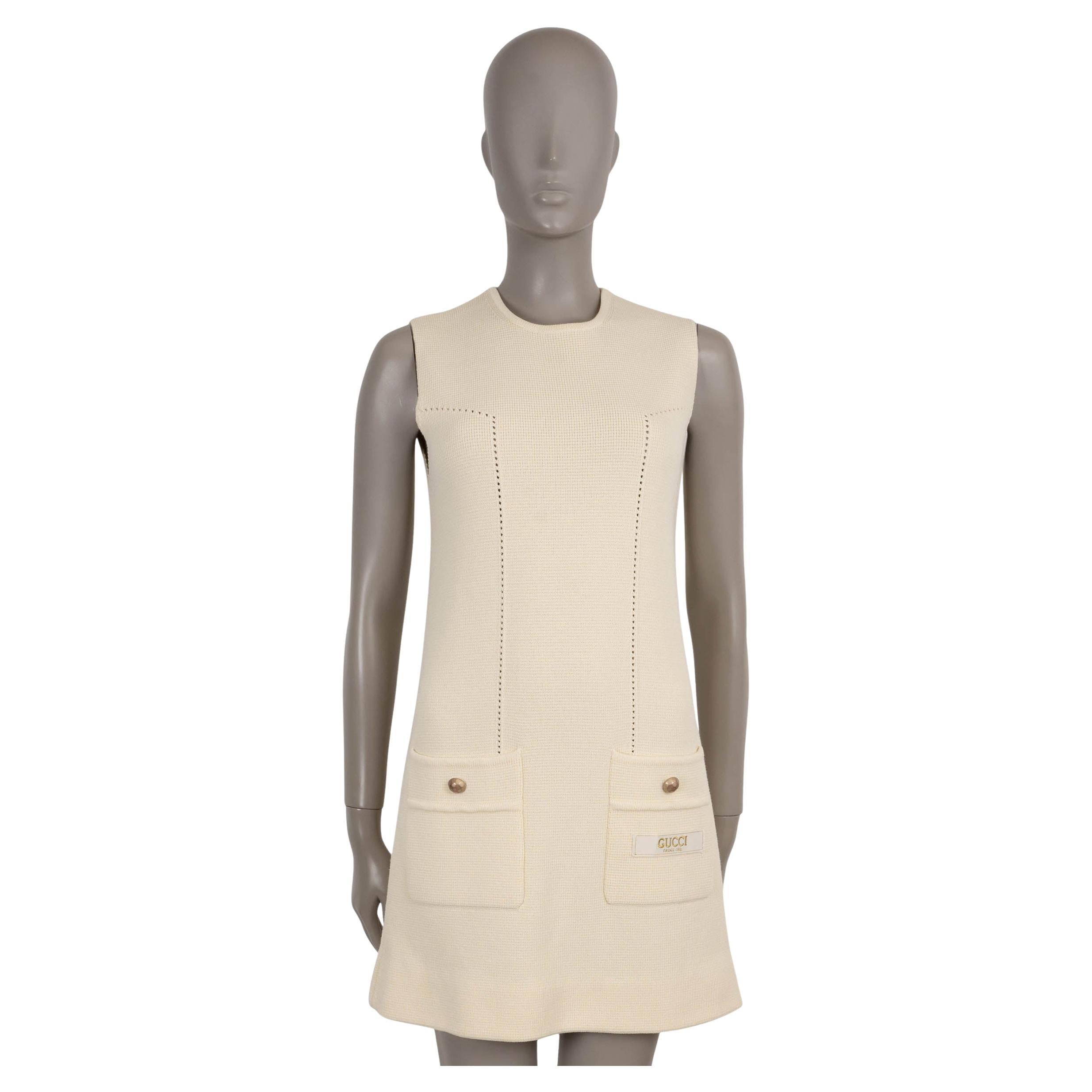 GUCCI red cream wool 2023 SLEEVELESS KNIT MINI Dress 38 XS