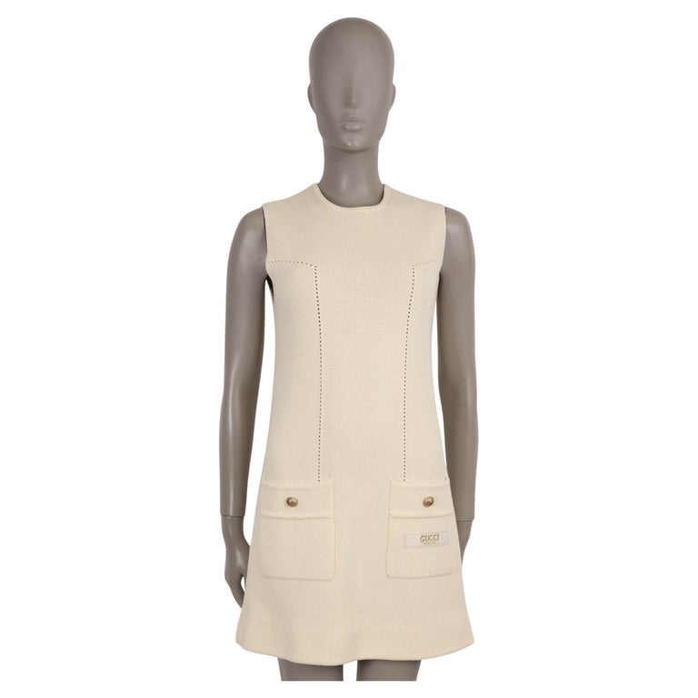 GUCCI red cream wool 2023 SLEEVELESS KNIT MINI Dress 38 XS For Sale at  1stDibs