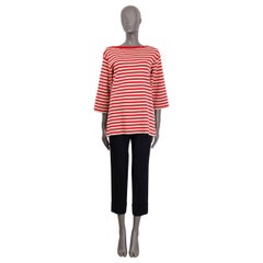 GUCCI red & cream wool STRIPED TRICOT POUT BIARRITZ KNIT Shirt M