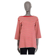 GUCCI red & cream wool STRIPED TRICOT POUT BIARRITZ KNIT Shirt M