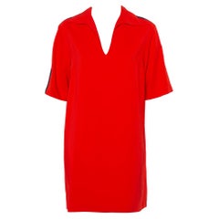 Gucci Red Crepe Shoulder Strip Detail Collared Tunic S