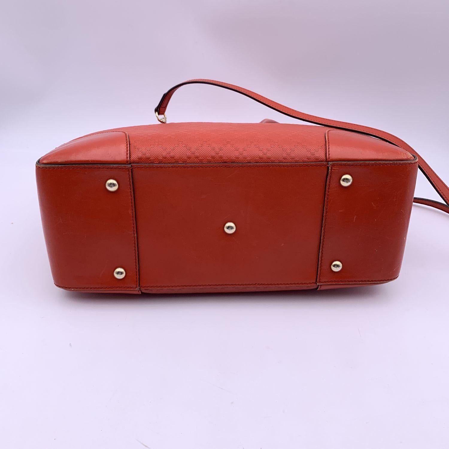 Gucci Red Diamante Bright Embossed Leather Bowling Bag 7