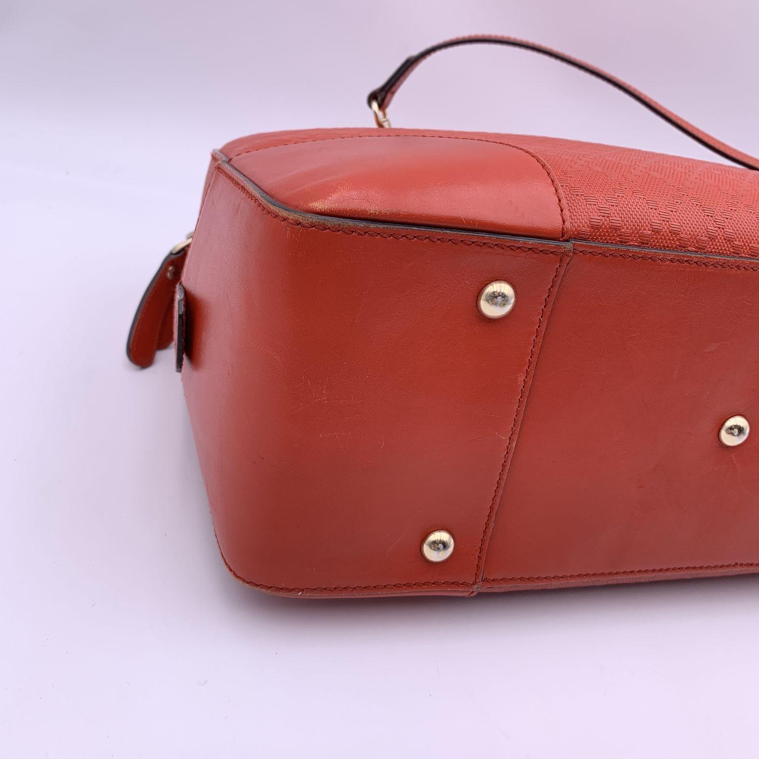 Gucci Red Diamante Bright Embossed Leather Bowling Bag 8