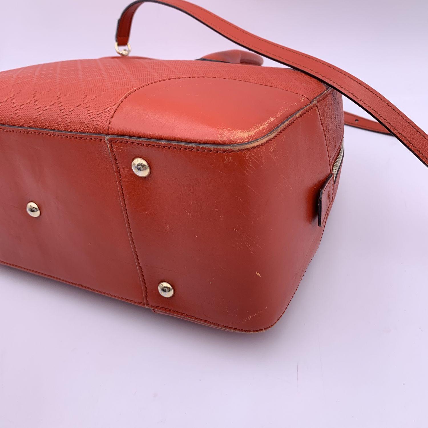 Gucci Red Diamante Bright Embossed Leather Bowling Bag 9