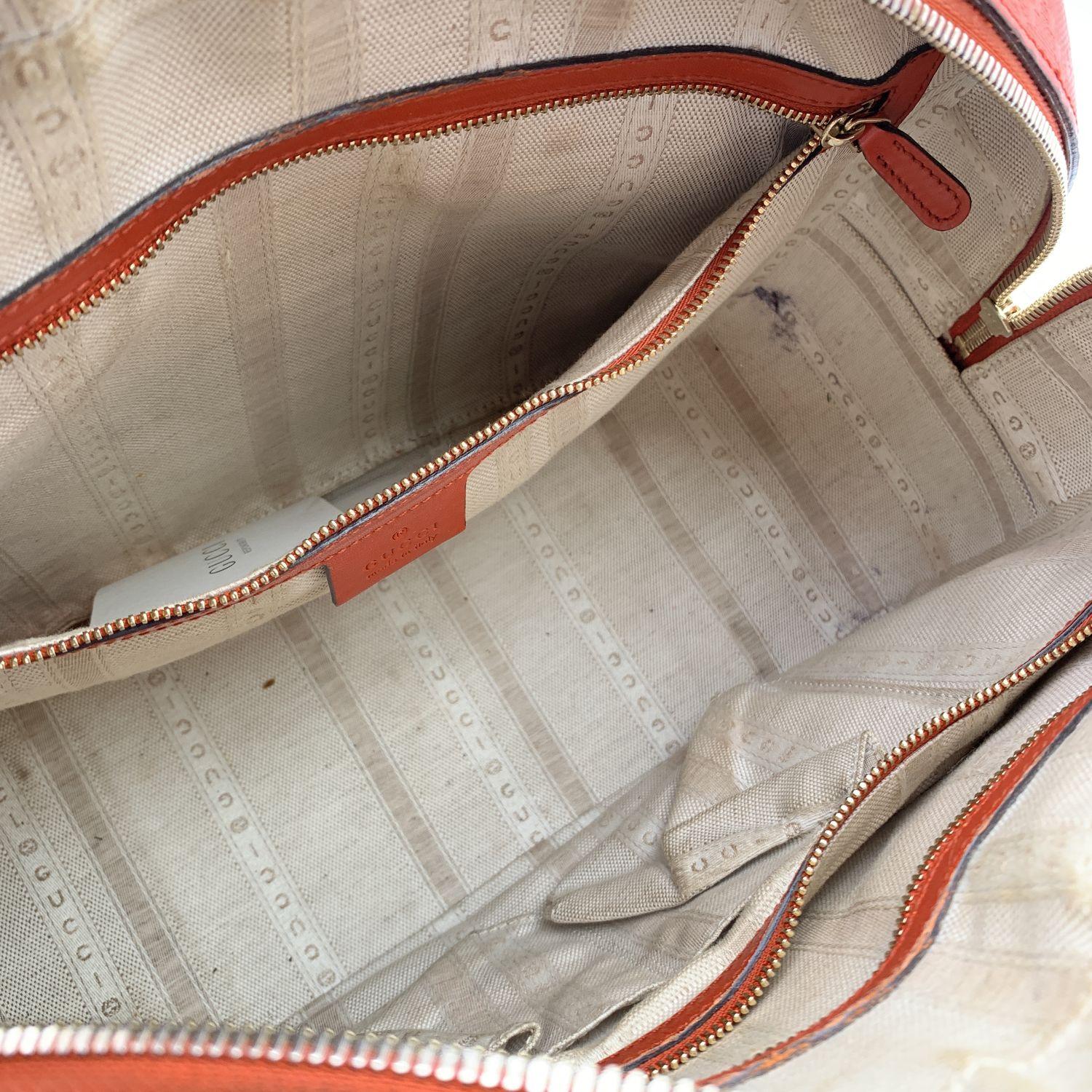 Gucci Red Diamante Bright Embossed Leather Bowling Bag 1
