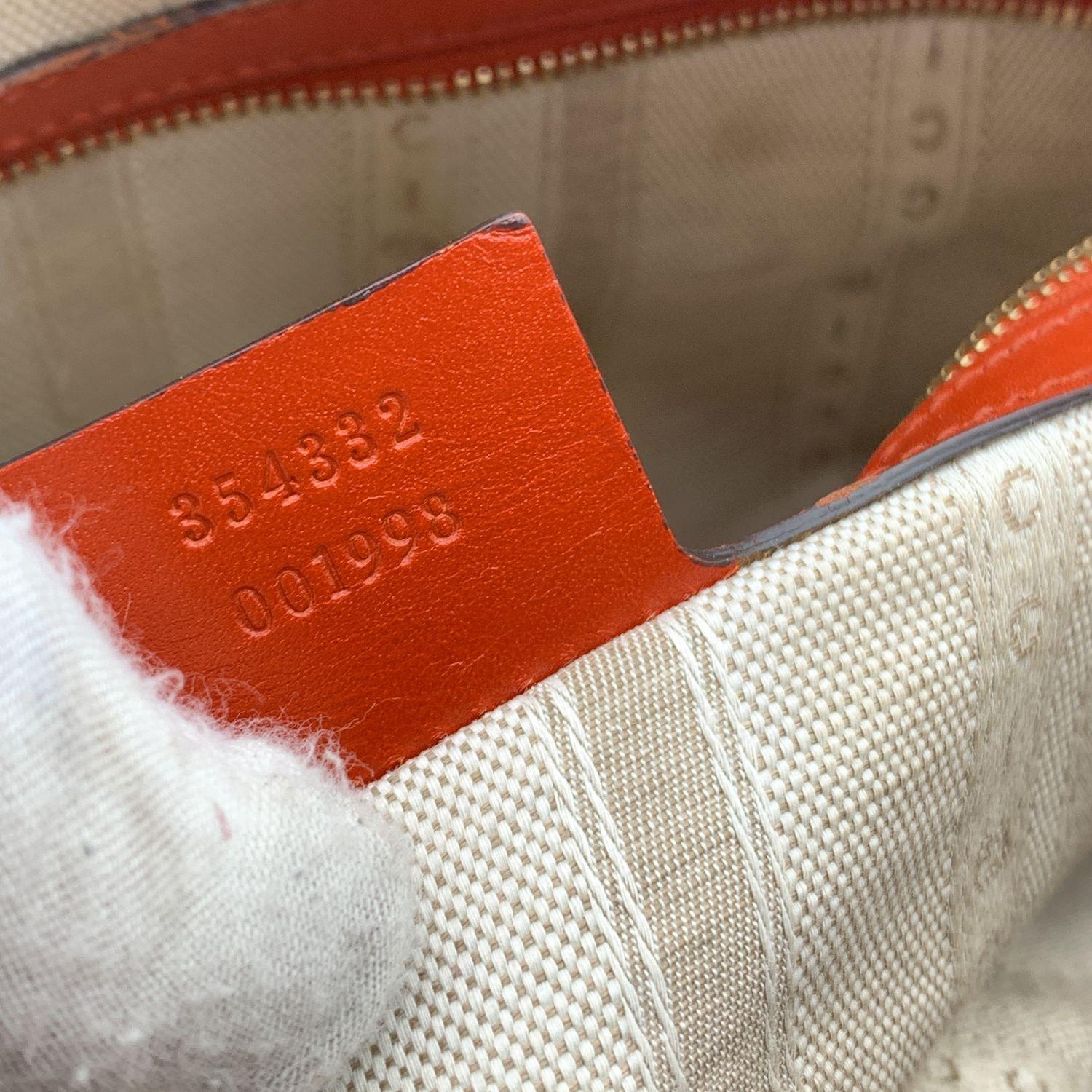 Gucci Red Diamante Bright Embossed Leather Bowling Bag 4