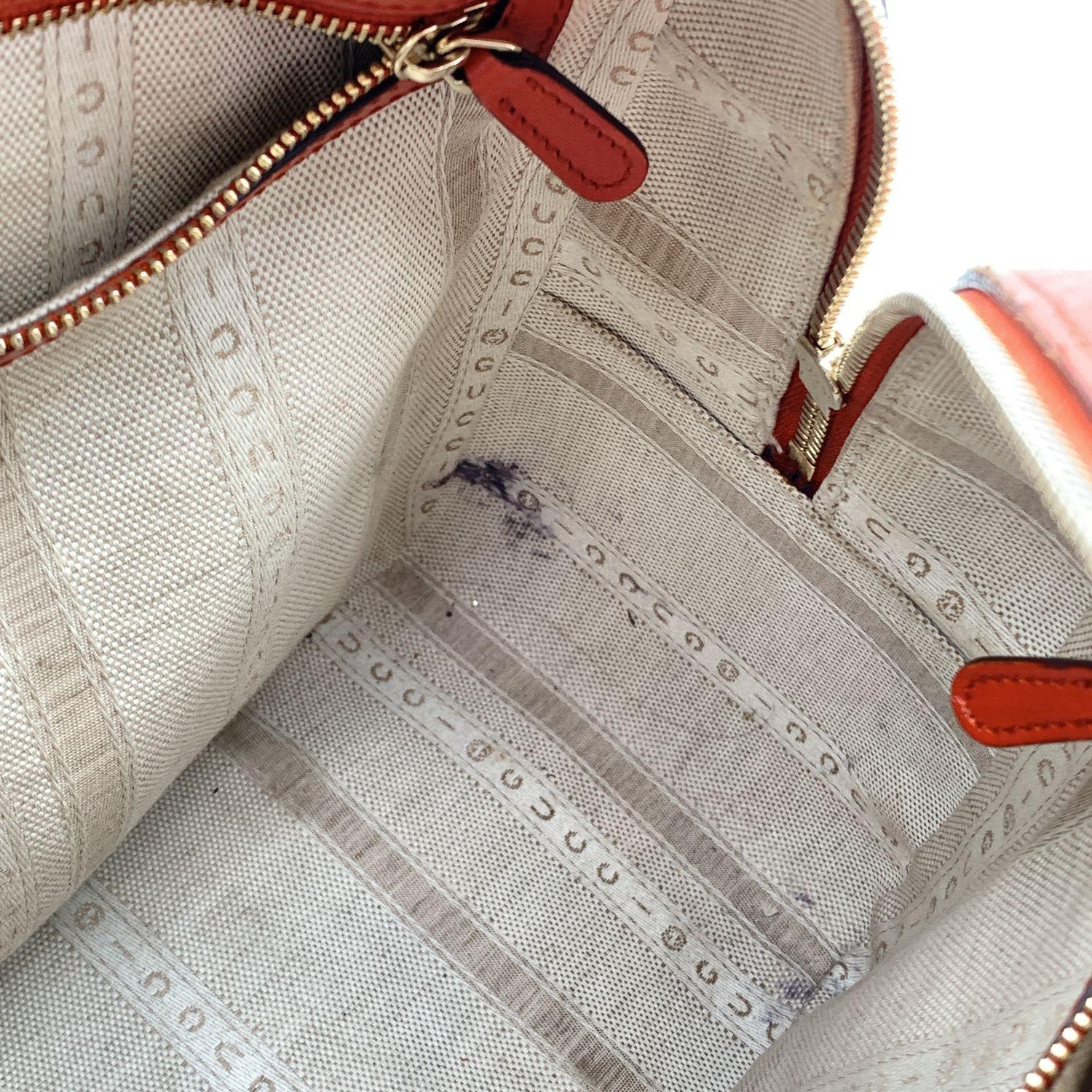 Gucci Red Diamante Bright Embossed Leather Bowling Bag 5