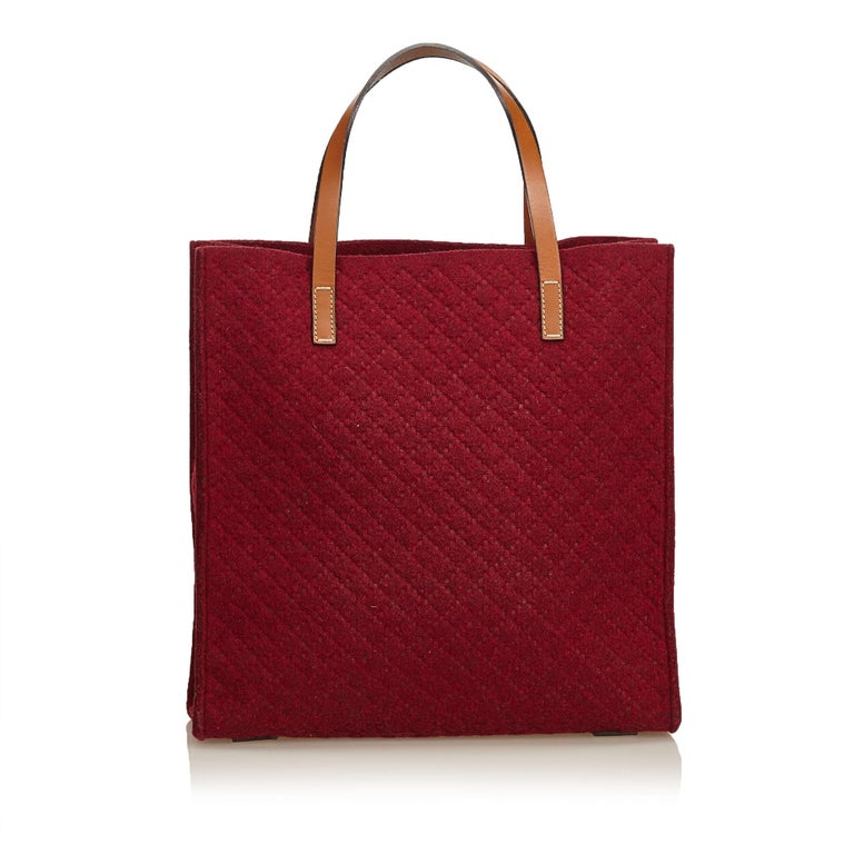 Gucci Red Diamante Wool Tote Bag