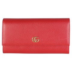 Gucci Red Dollar Calfskin GG Marmont Continental Wallet