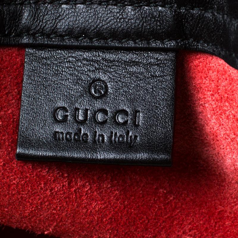 Gucci Red Drawstring Print Leather Backpack 1
