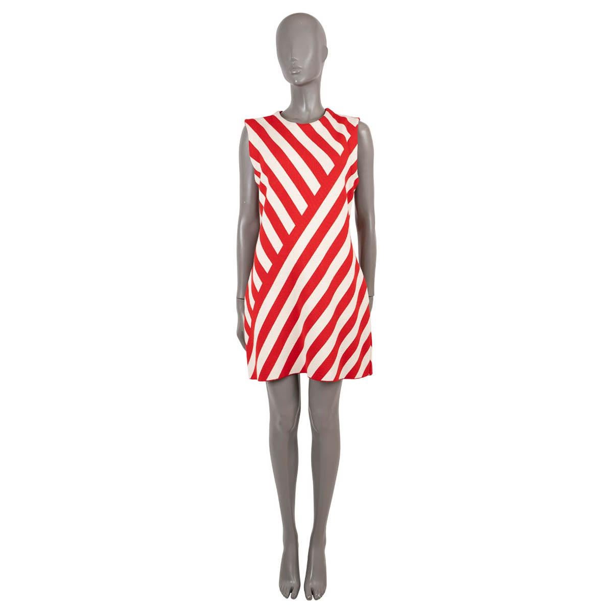 Women's GUCCI red & ecru wool & cotton 2023 STRIPED JACQUARD KNIT MINI Dress L For Sale