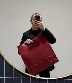 Gucci Red Embossed Smooth Calfskin Leather XL Tote