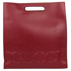 Tote XL de piel de becerro lisa estampada roja de Gucci