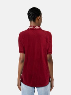 Gucci Red Embroidered Collar Polo T-Shirt Size XL