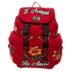 Gucci Red Embroidered Techno Canvas Techpack backpack 