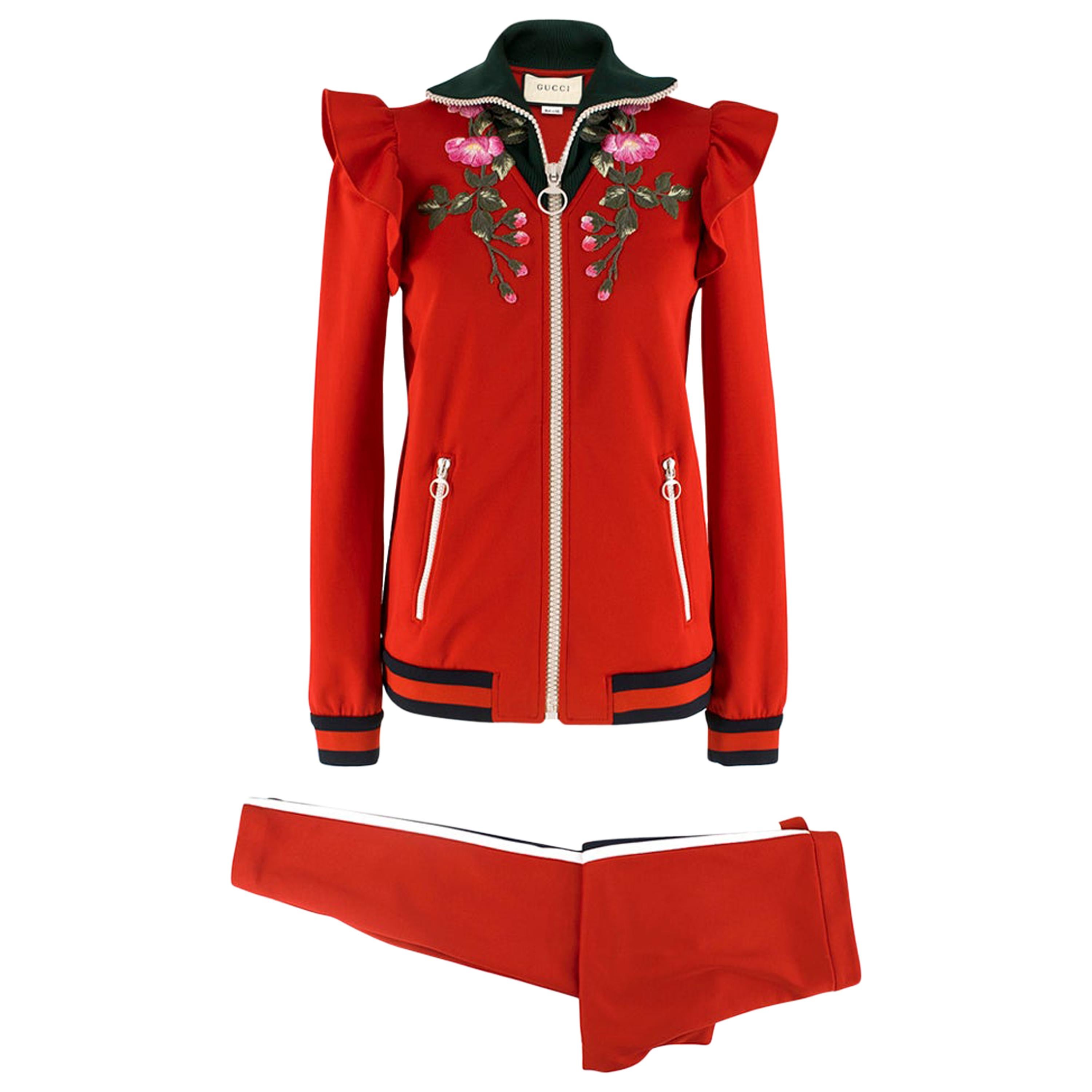 Gucci Red Embroidered Tracksuit S