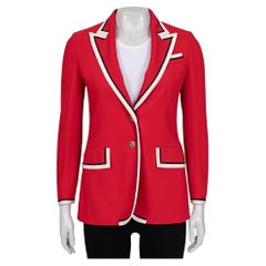 Gucci Red Fitted Jacket Contrast Trim IT38 XS