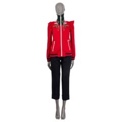 GUCCI red FLORAL APPLIQUE TECH JERSEY TURTLENECK TRACK Jacket S