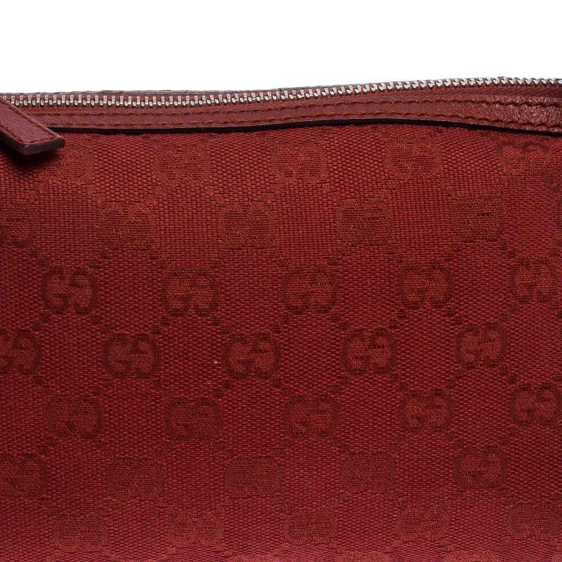 Women's Gucci Red GG Canvas and Leather Shoulder Bag