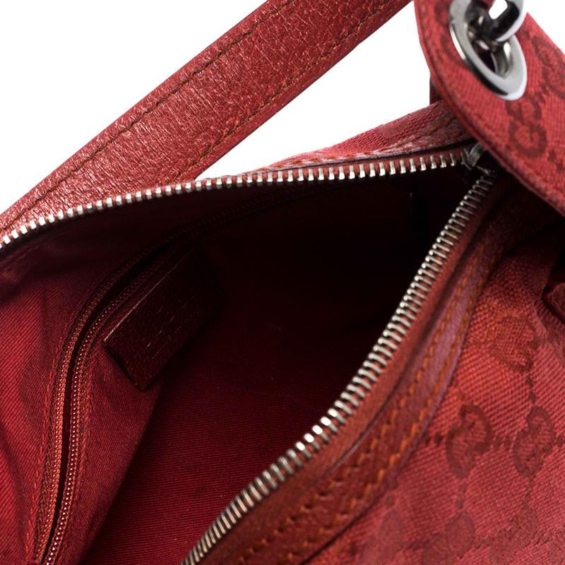 Gucci Red GG Canvas and Leather Shoulder Bag 4