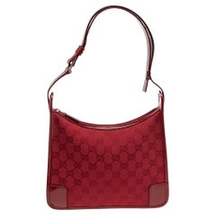 Gucci Red GG Canvas and Patent Leather Shoulder Bag