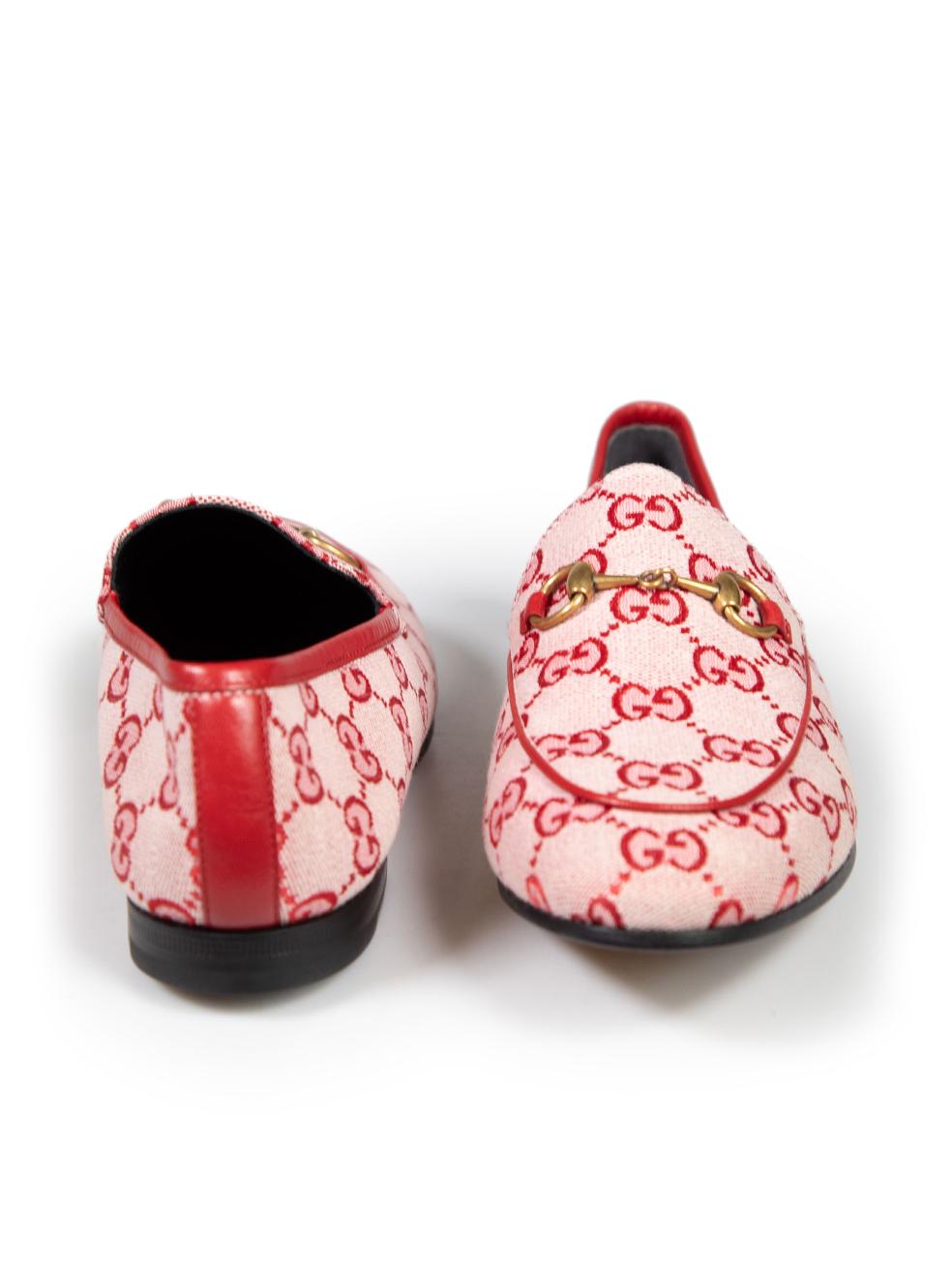 Gucci Rot GG Segeltuch Jordaan Loafers Größe IT 37,5 aus Segeltuch im Zustand „Hervorragend“ im Angebot in London, GB