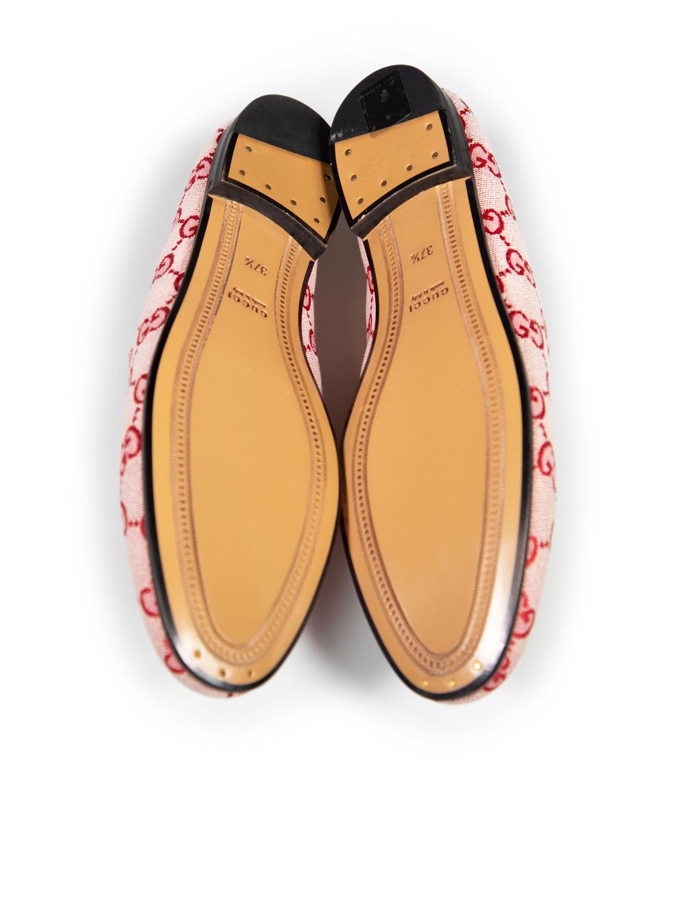 Gucci Rot GG Segeltuch Jordaan Loafers Größe IT 37,5 aus Segeltuch Damen im Angebot