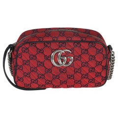 Gucci Red GG Diagonal Quilted Canvas Small GG Marmont Camera Bag
