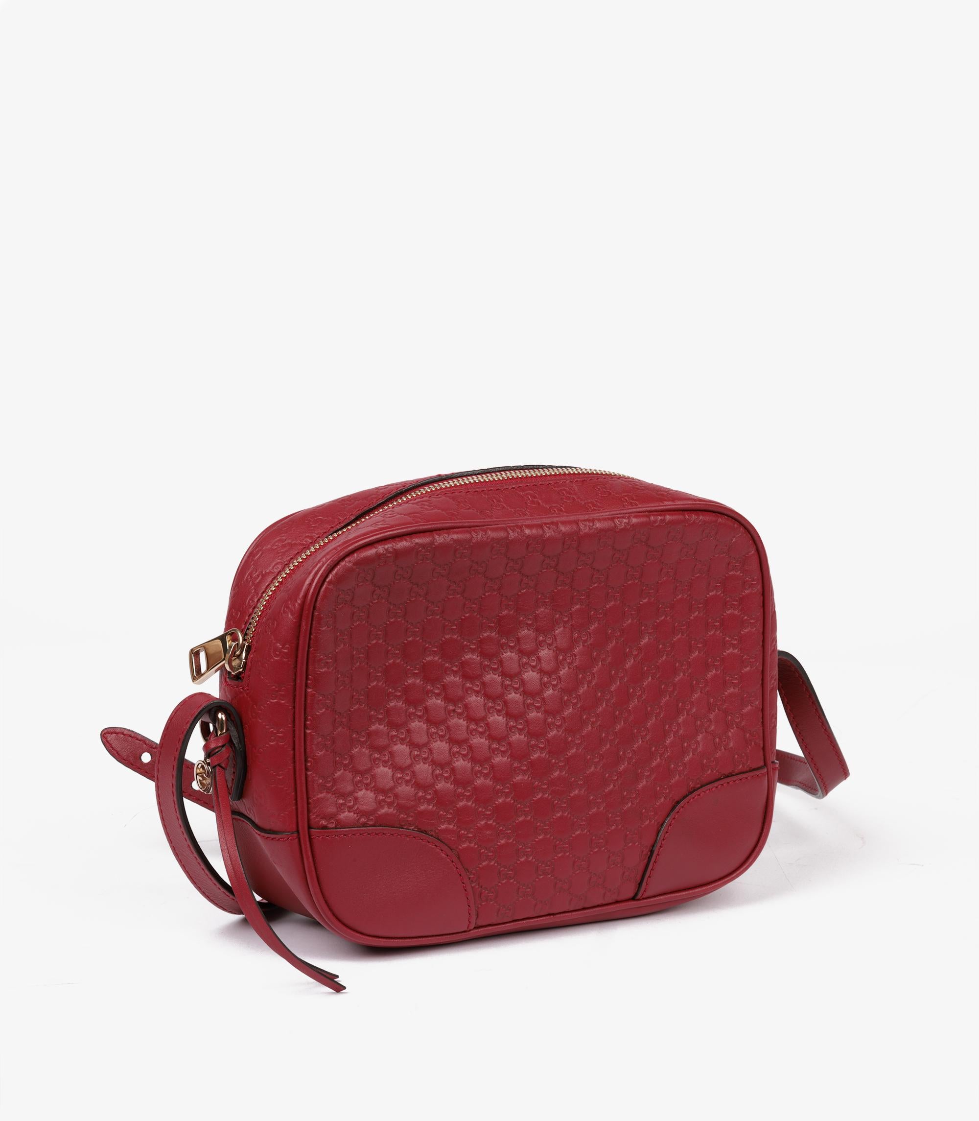 Brown Gucci Red GG Embossed Microguccissima Calfskin Leather Mini Bree Messenger