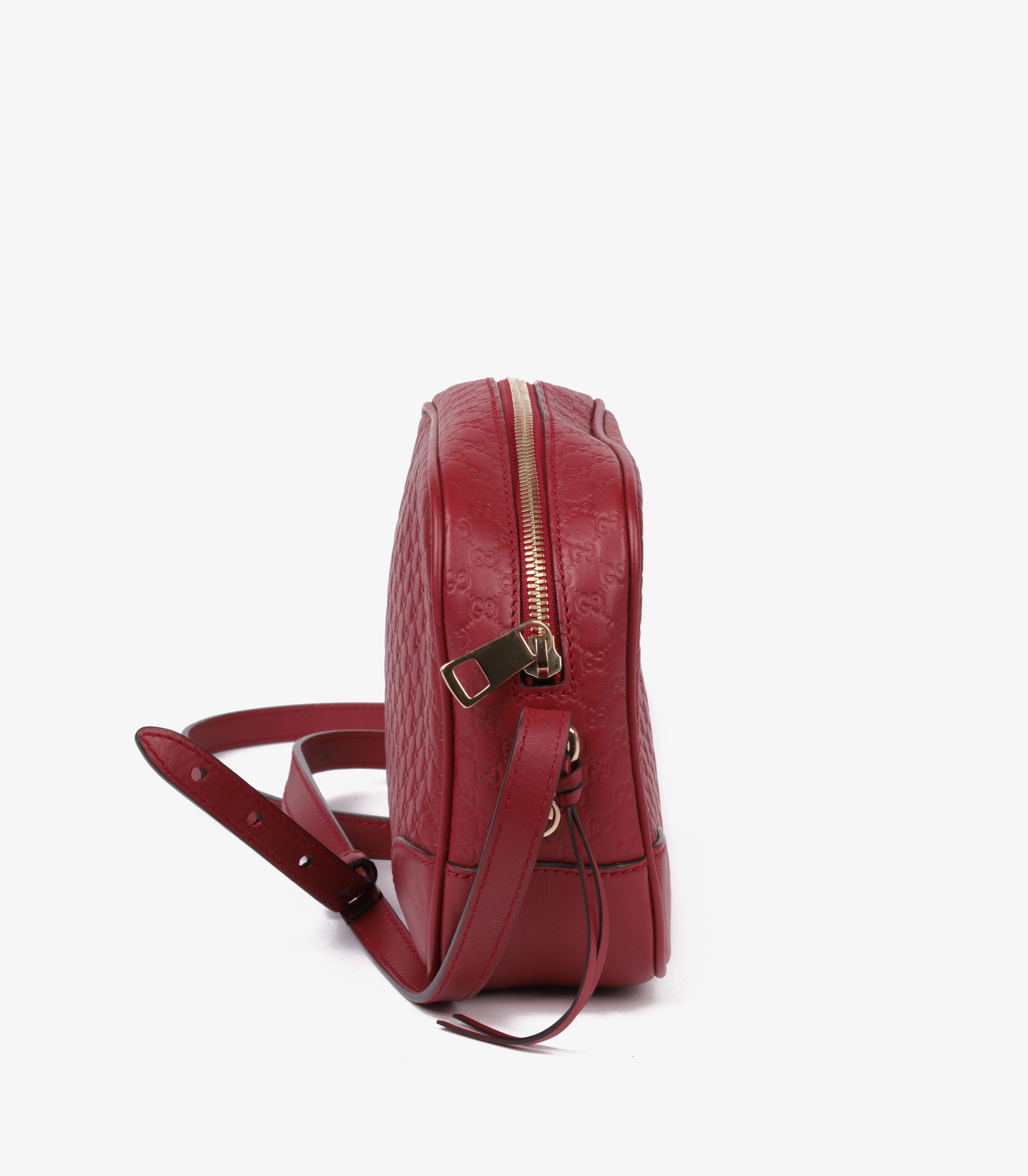 Gucci Red GG Embossed Microguccissima Calfskin Leather Mini Bree Messenger In Excellent Condition In Bishop's Stortford, Hertfordshire