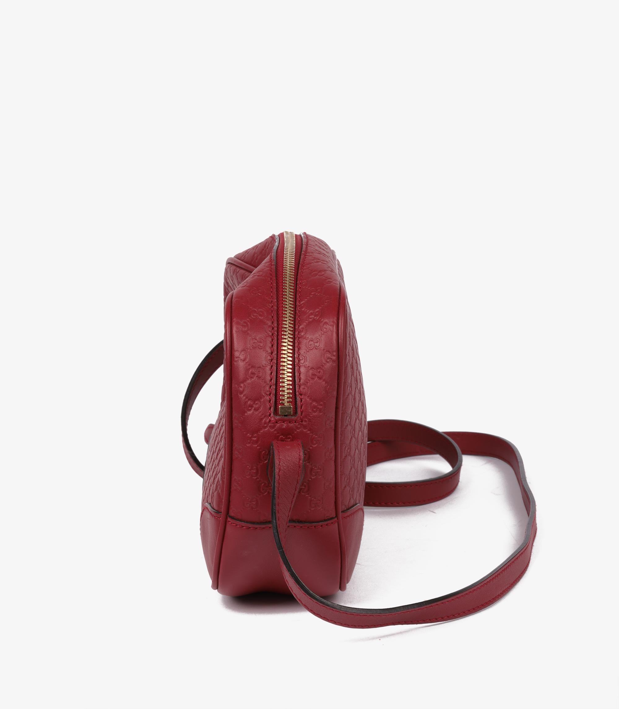 Women's or Men's Gucci Red GG Embossed Microguccissima Calfskin Leather Mini Bree Messenger